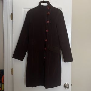 Vintage French connection long coat jacket brown size 6 women retro style